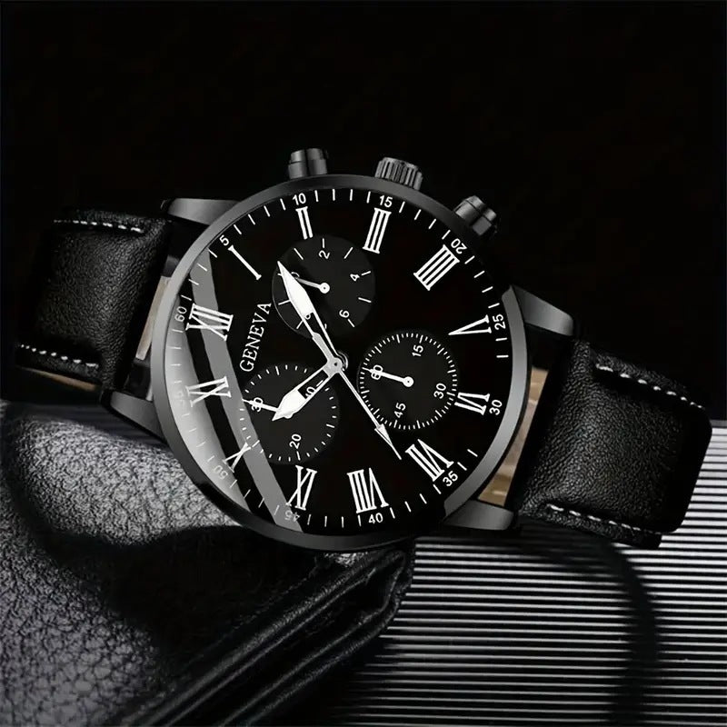 Trendy Men's Leather Belt Watch