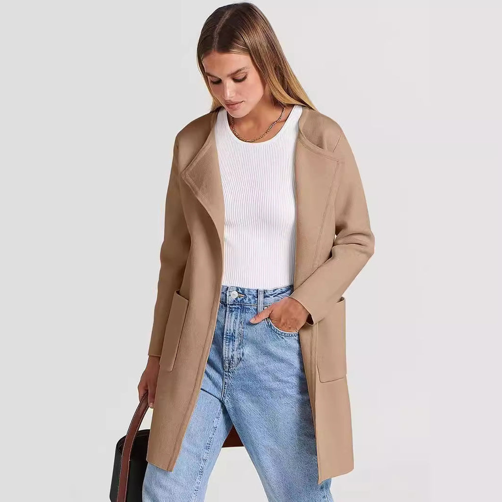 Fashion All-match Comfort And Casual Woolen Turn-down Collar Coat