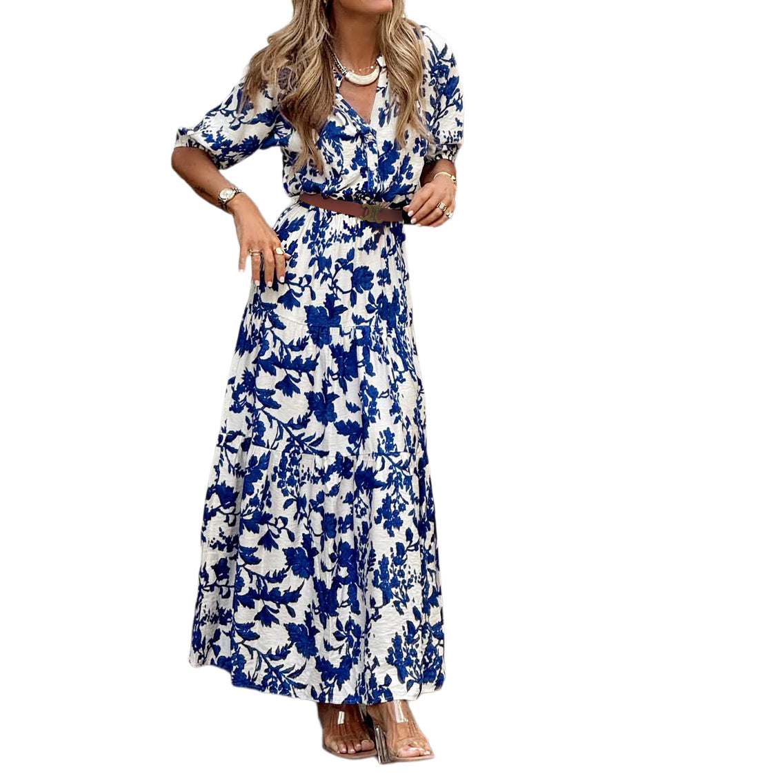 Women's Fashion Elegant Printed Long Dress