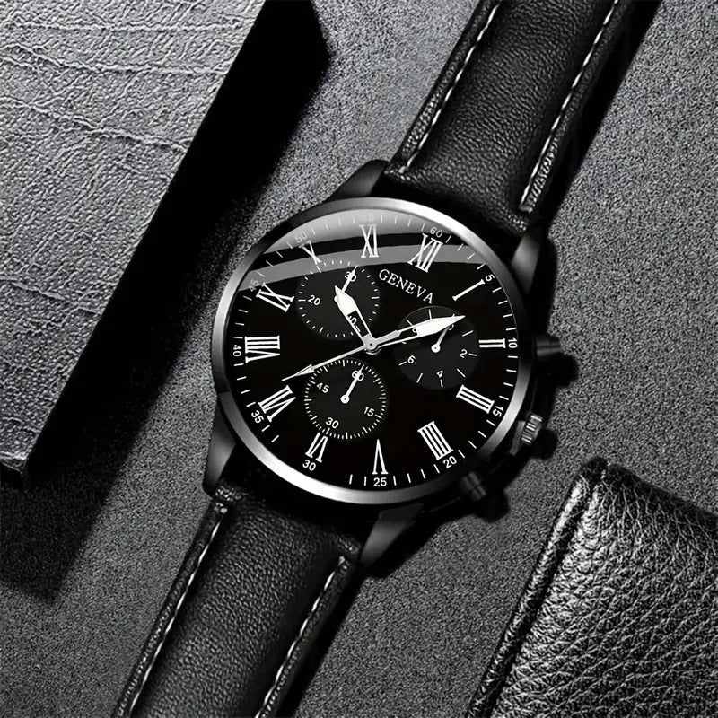 Trendy Men's Leather Belt Watch