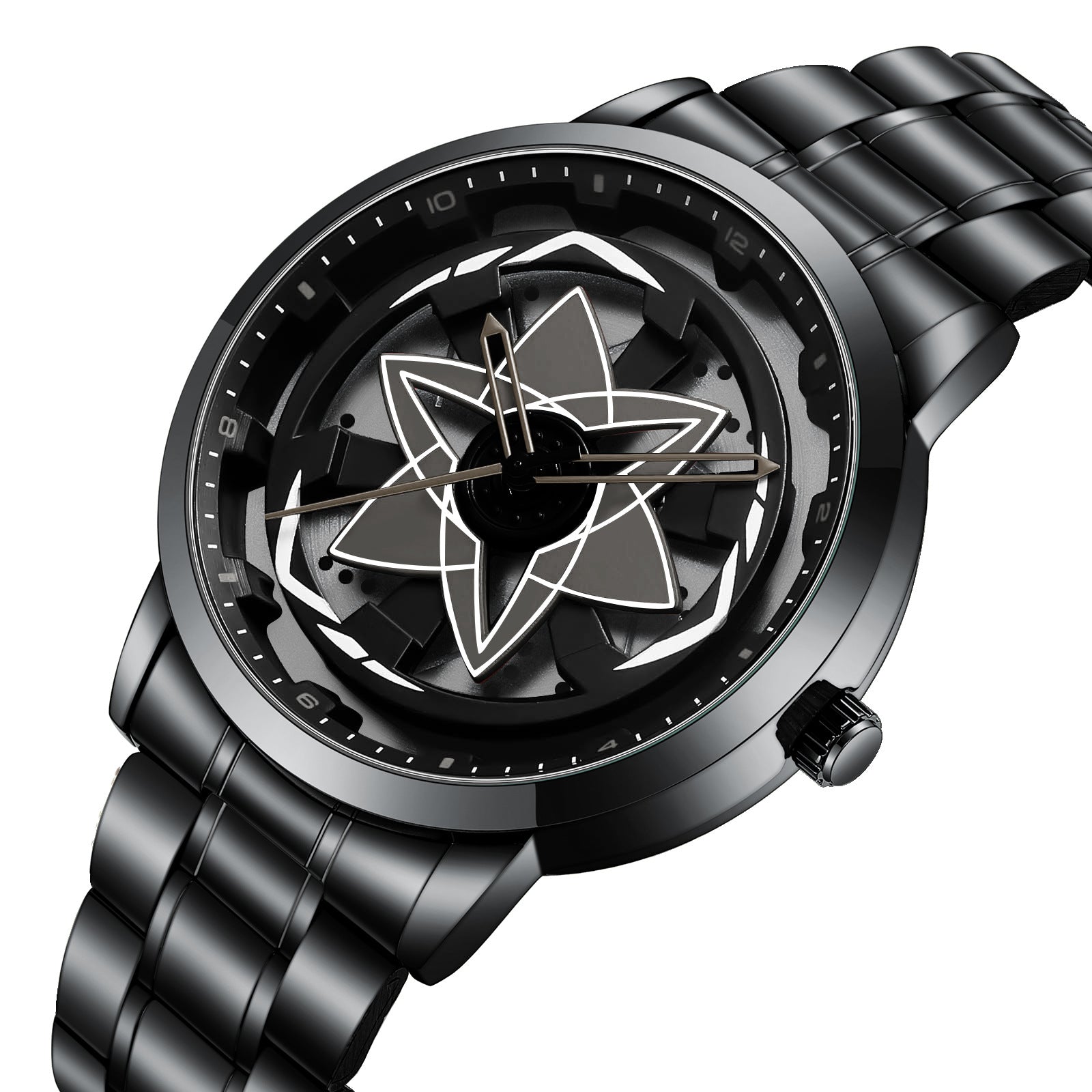 Creative Waterproof Rotating Hub Watch, Fashionable 3D Hollow Design