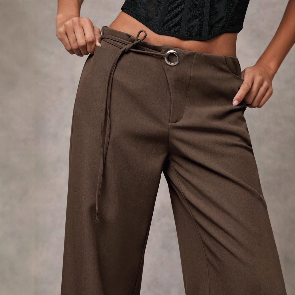 Women's Casual Fashion Design Low-waist Slightly Flared Suit Pants