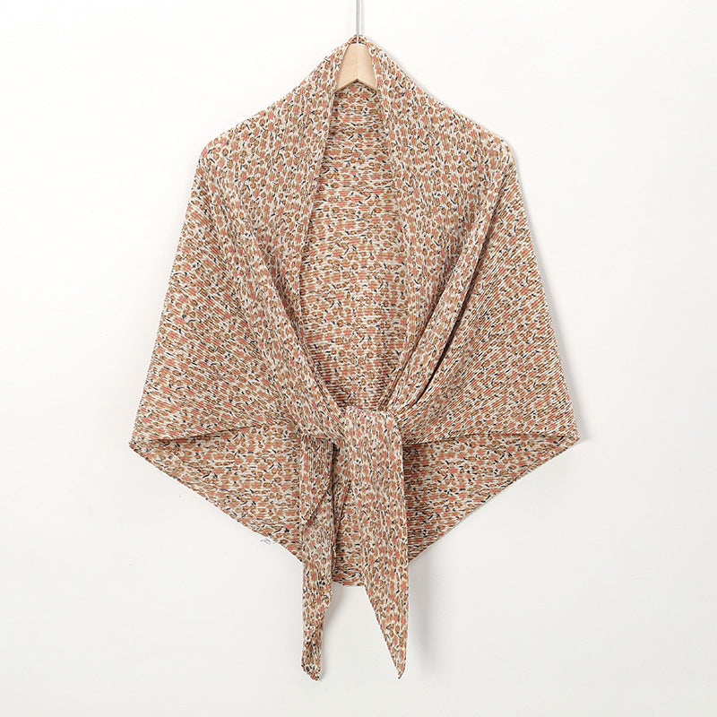 Pearl Chiffon Printed Square Scarf Pleated Scarf